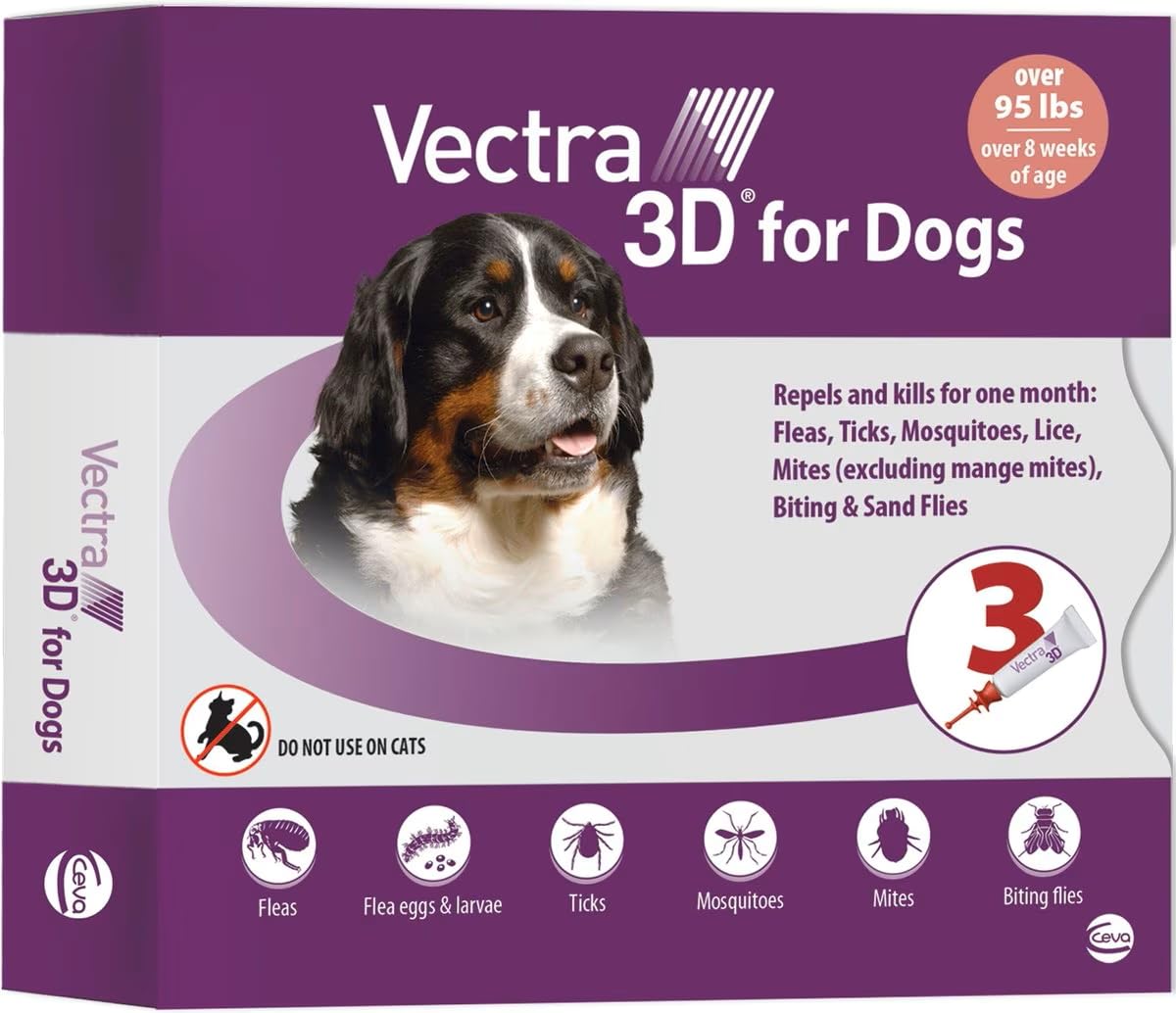 Vectra 3D Extra Large Dog bottle ready for monthly pest protection for large breeds.