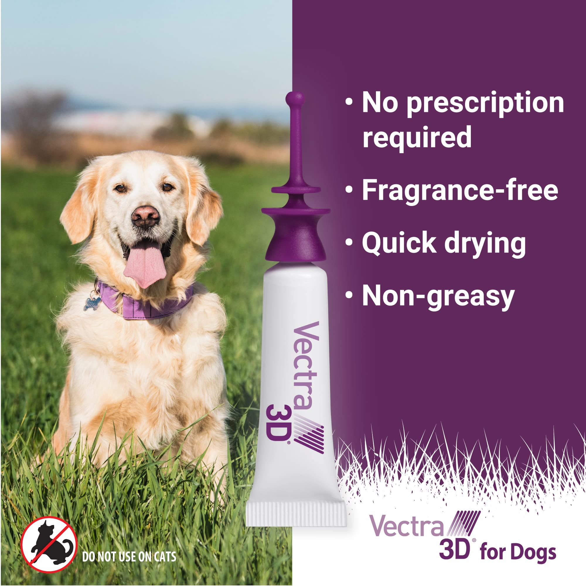 Vectra 3D fragrance-free formula is gentle on fur and skin.