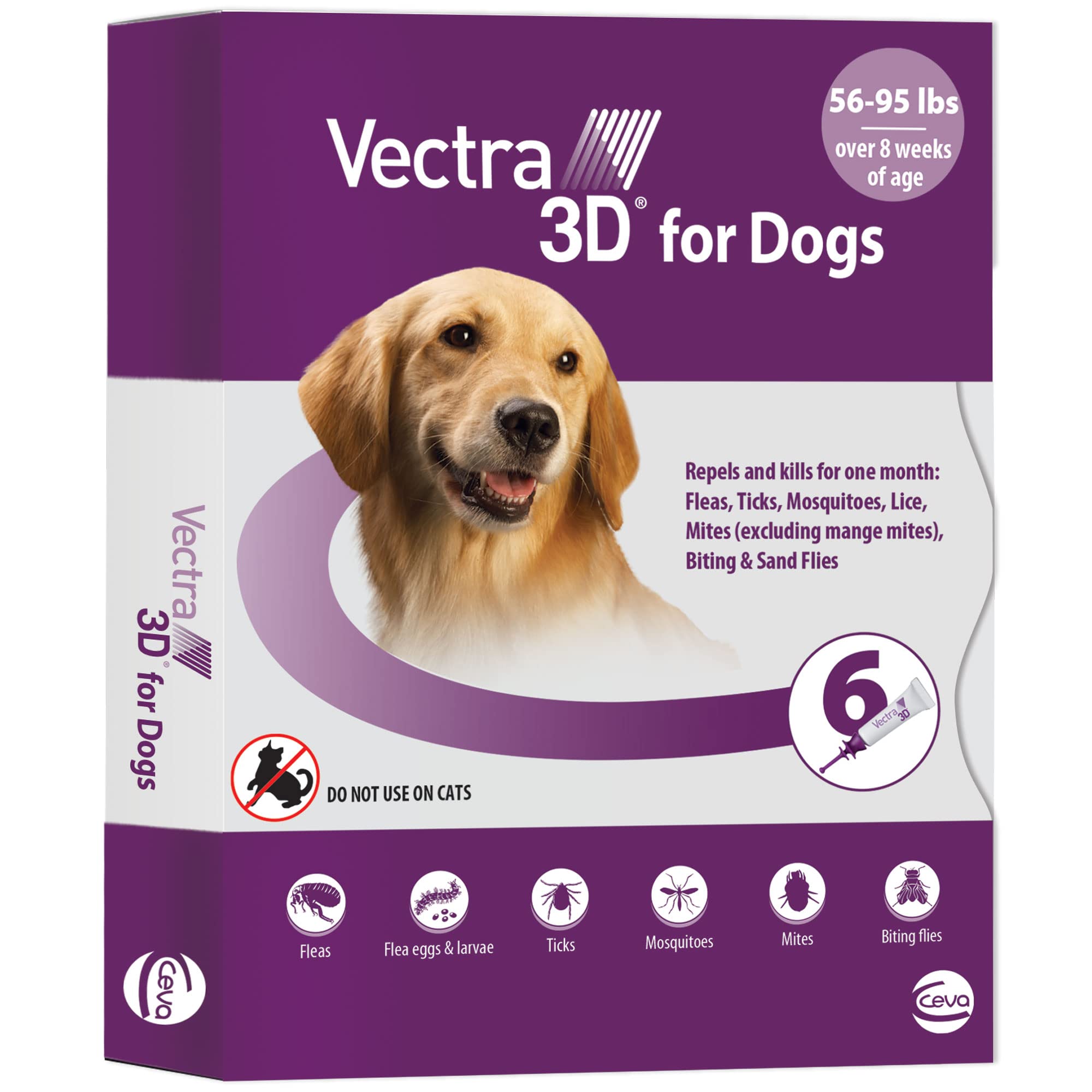 Vectra 3D Large Dog bottle application demonstrates a trusted spot-on treatment for flea and tick protection.
