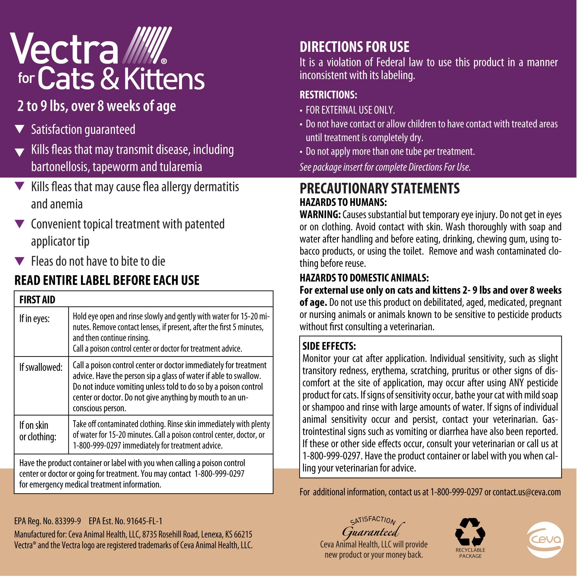 Vectra Small Cat on-contact-kill demonstrates rapid flea death after application.