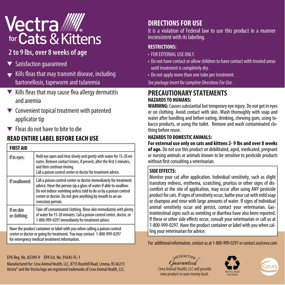 Vectra Small Cat on-contact-kill demonstrates rapid flea death after application.