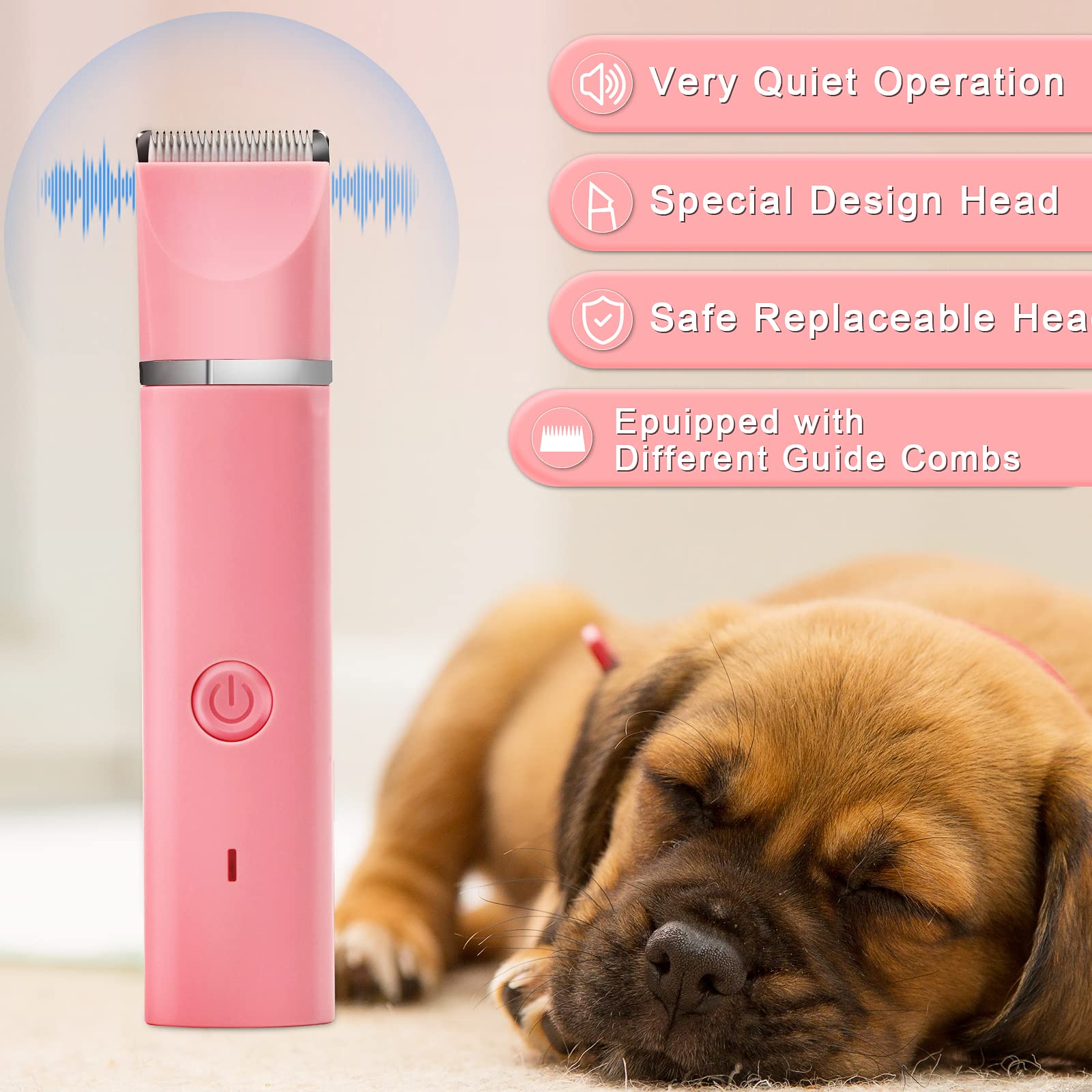 Veeconn 4-in-1 heads close-up highlights versatile grooming for body and face.