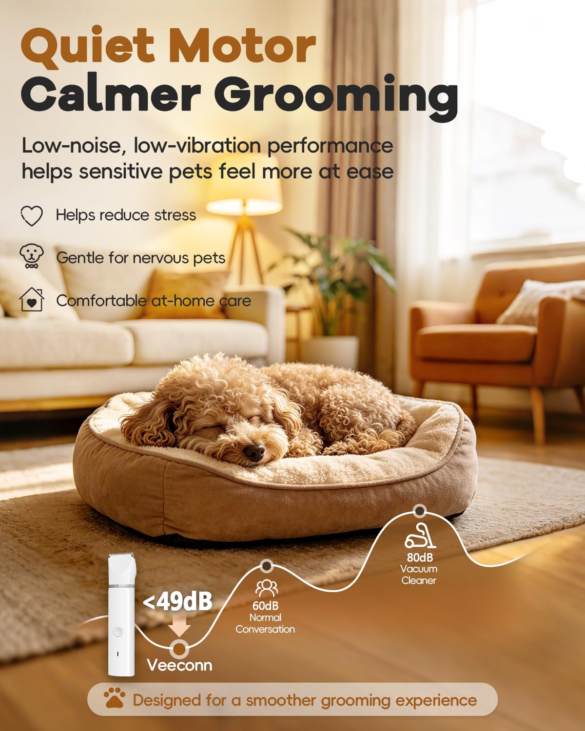Veeconn dog clippers nail grinder head delivers smooth nail maintenance.