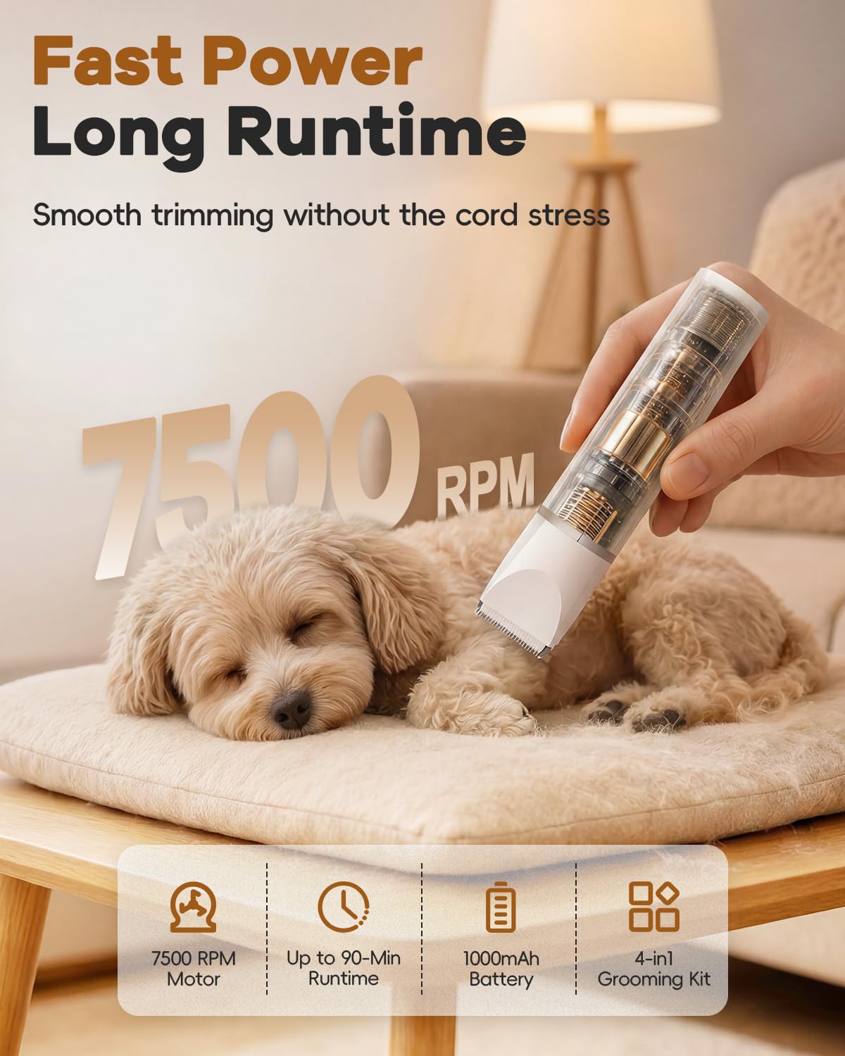 Veeconn dog clippers replaceable trimmer heads support versatile grooming.