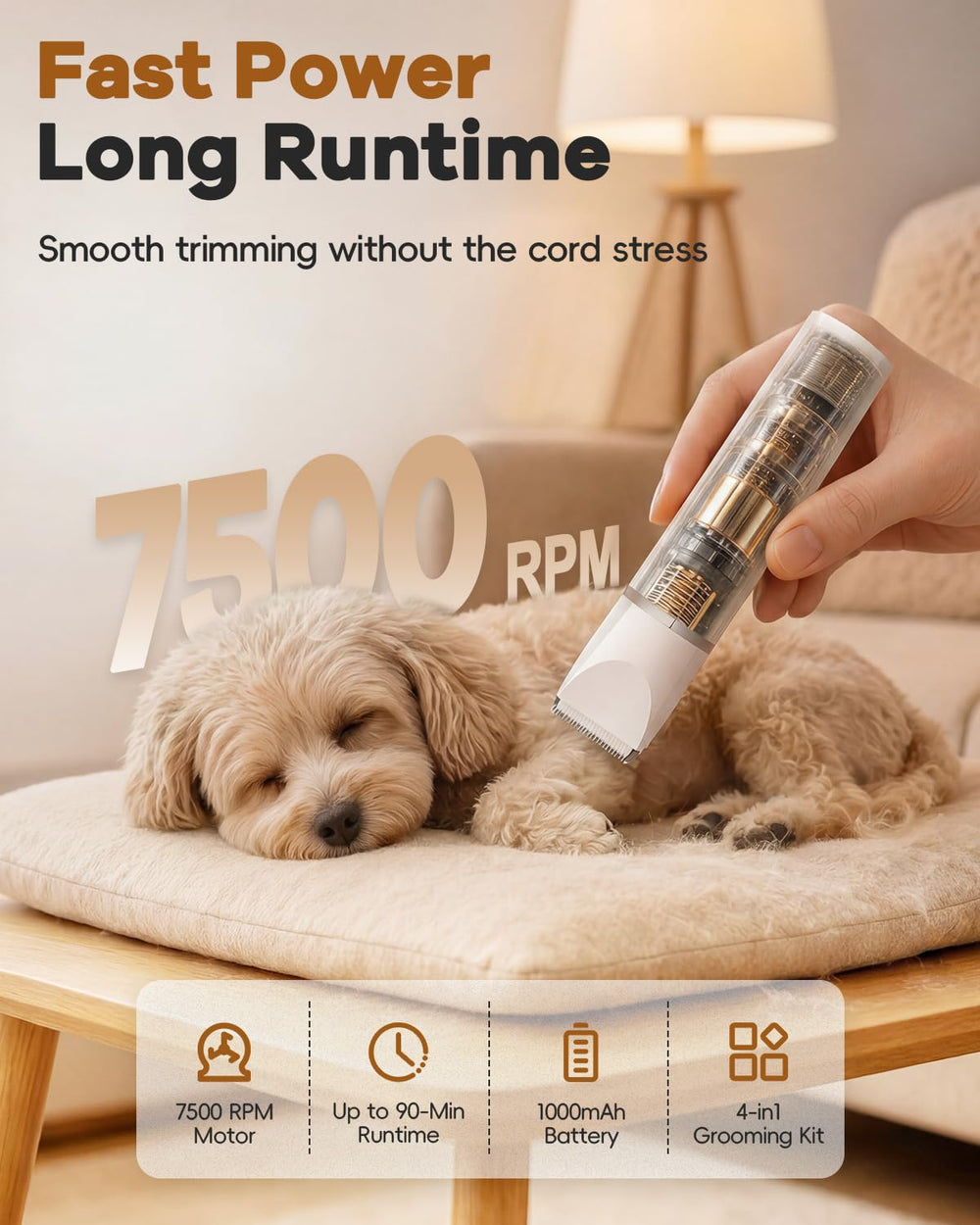 Veeconn dog clippers replaceable trimmer heads support versatile grooming.