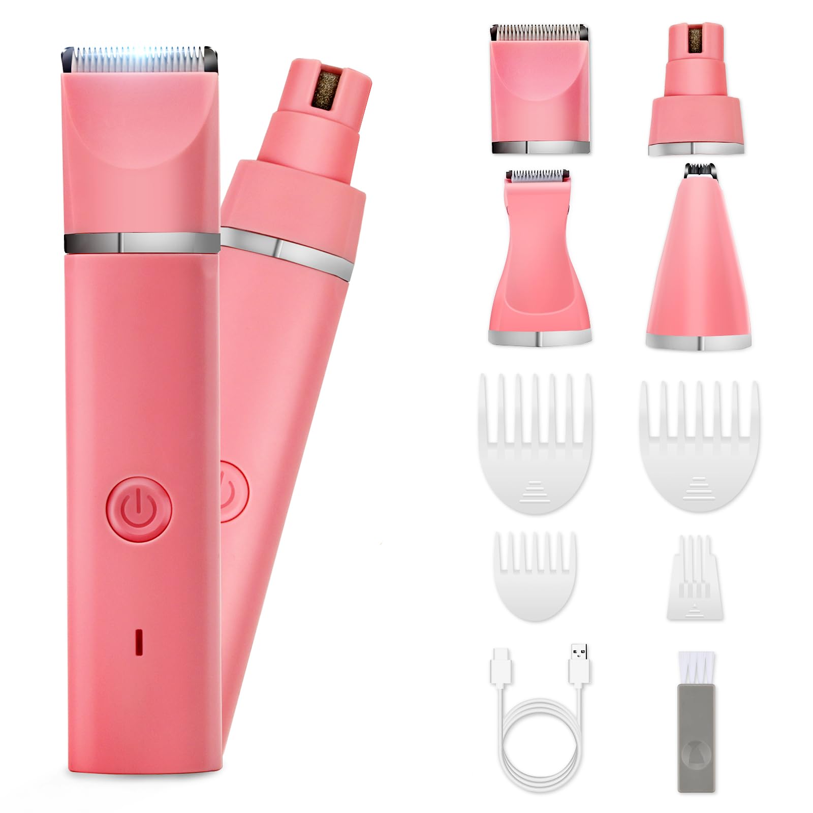 Veeconn dog grooming kit pink front view for easy storage and quick grooming sessions.