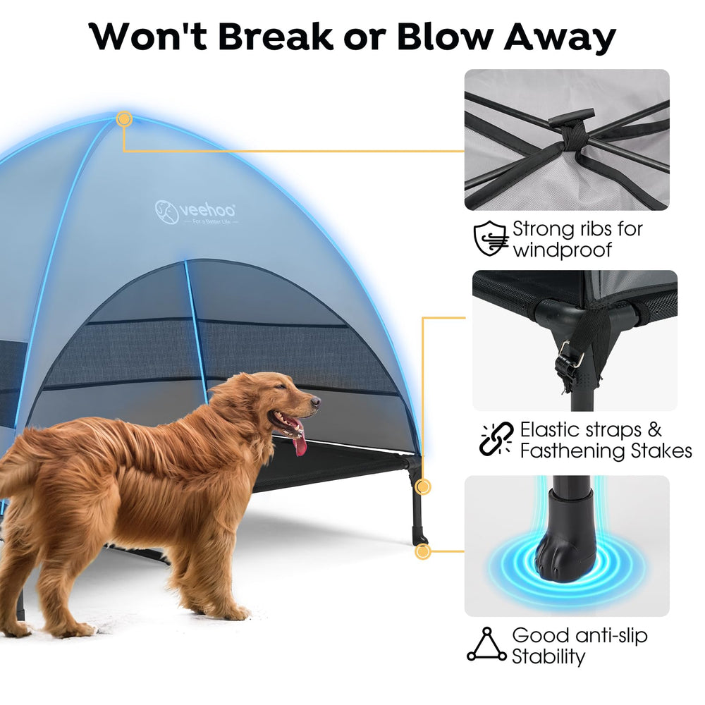 Veehoo 3-Sides Shade and Ventilation for cool, breathable rest
