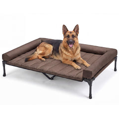 Veehoo cooling elevated dog bed, top view shows spacious 53x37 inch lounging area.