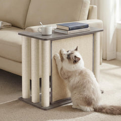 Veehoo couch protector with claw panel protects upholstery from cat claws on the left.