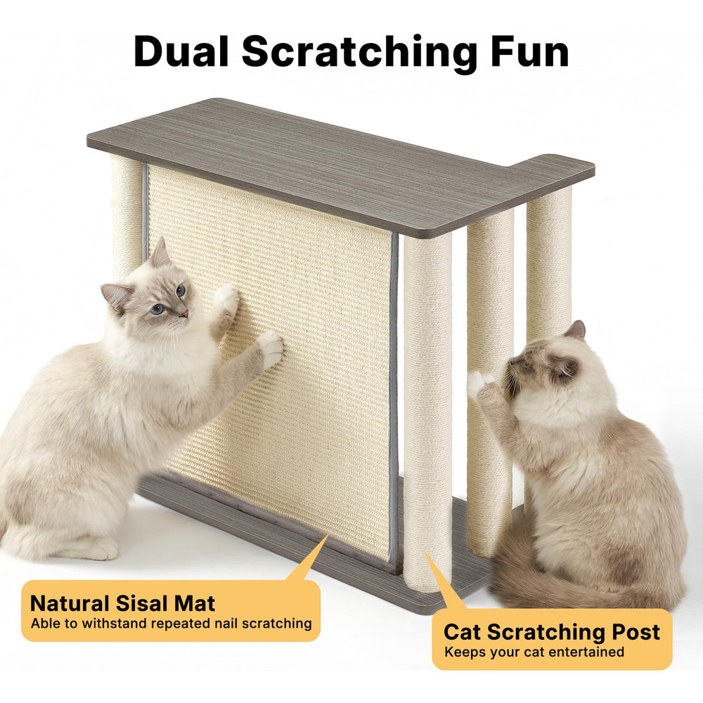 Veehoo couch protector shows integrated scratch posts for healthy cat scratching.