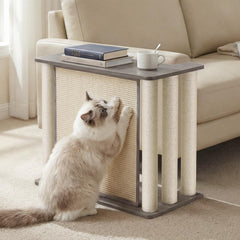Veehoo couch protector with scratch pad keeps furniture safe from cat claws.