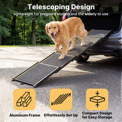 Veehoo 20-inch wide ramp for comfortable pet access.