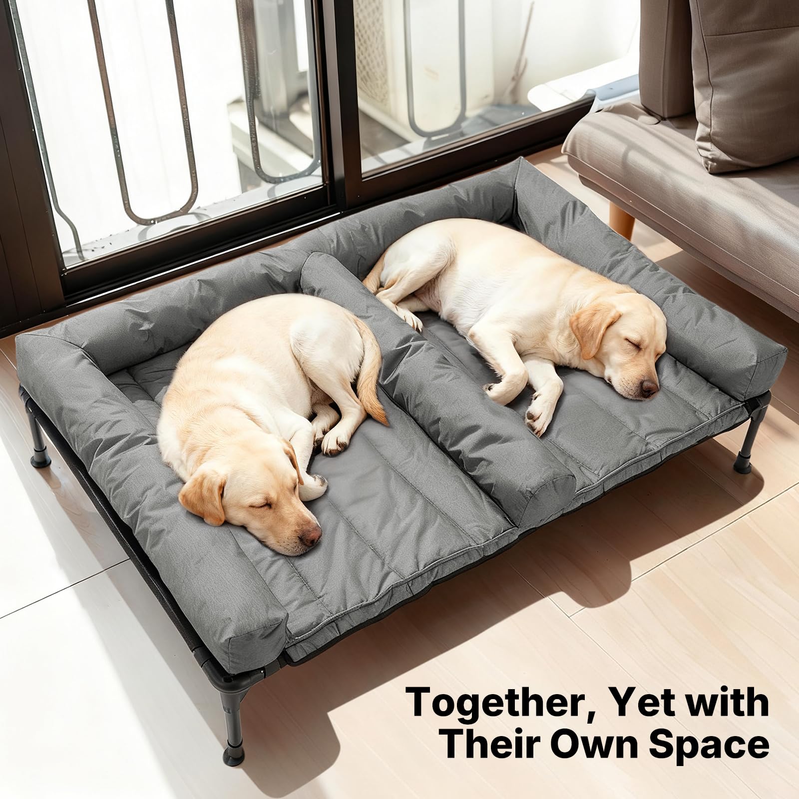 Veehoo double dog bed bolster mat—removable for quick cleaning.