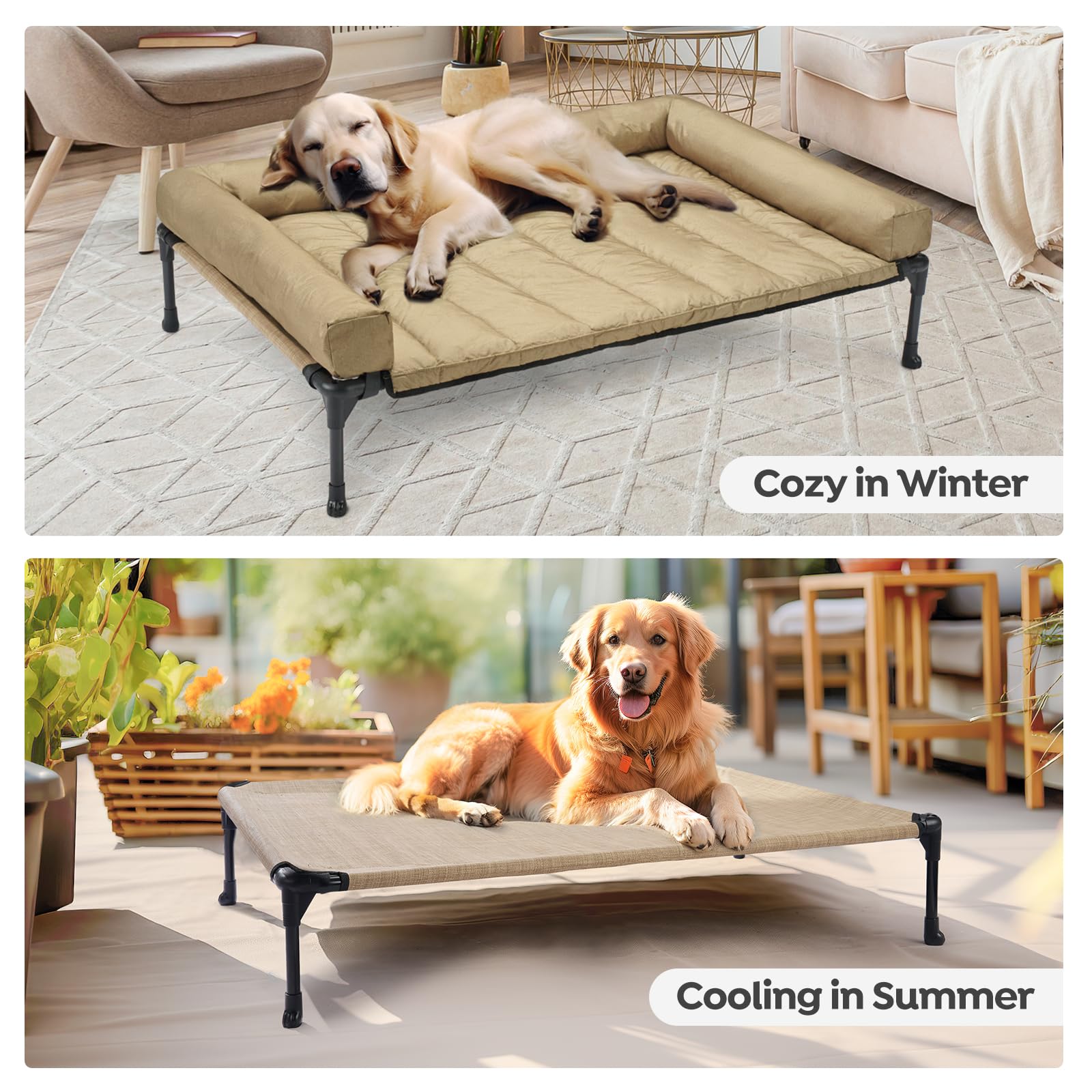 Veehoo non-slip rubber feet keep the bed steady on any floor