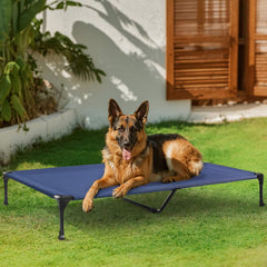 Veehoo elevated bed demonstrates ground clearance to minimize moisture exposure.