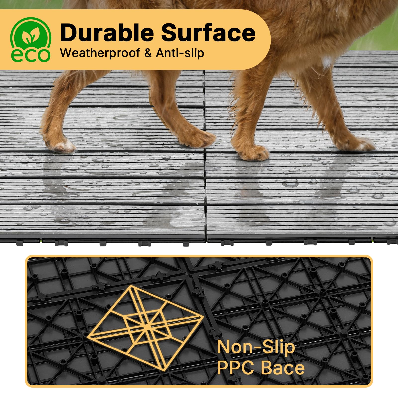 Veehoo waterproof panels keep the deck dry and clean.
