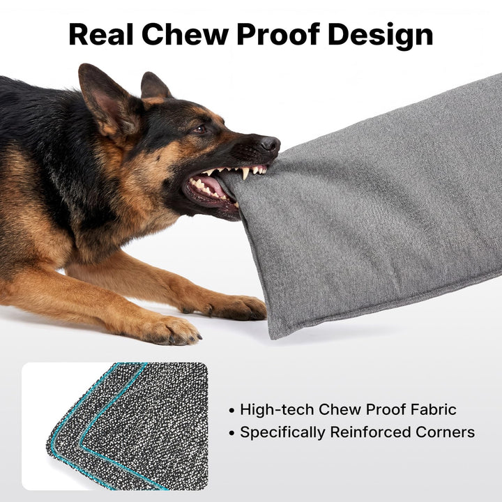 Veehoo reinforced stitching detail for durability in busy, chewer-prone crates.