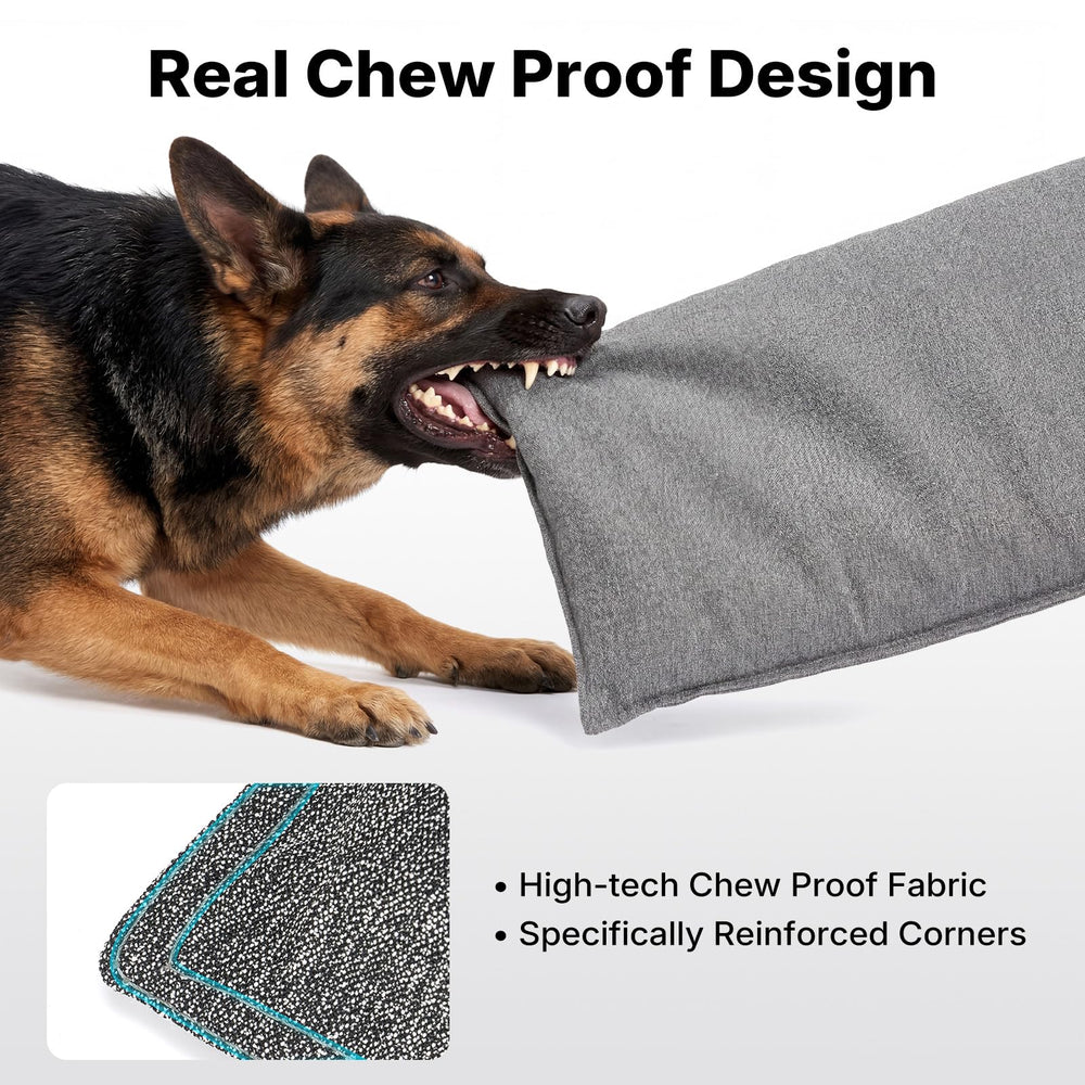 Veehoo reinforced stitching detail for durability in busy, chewer-prone crates.