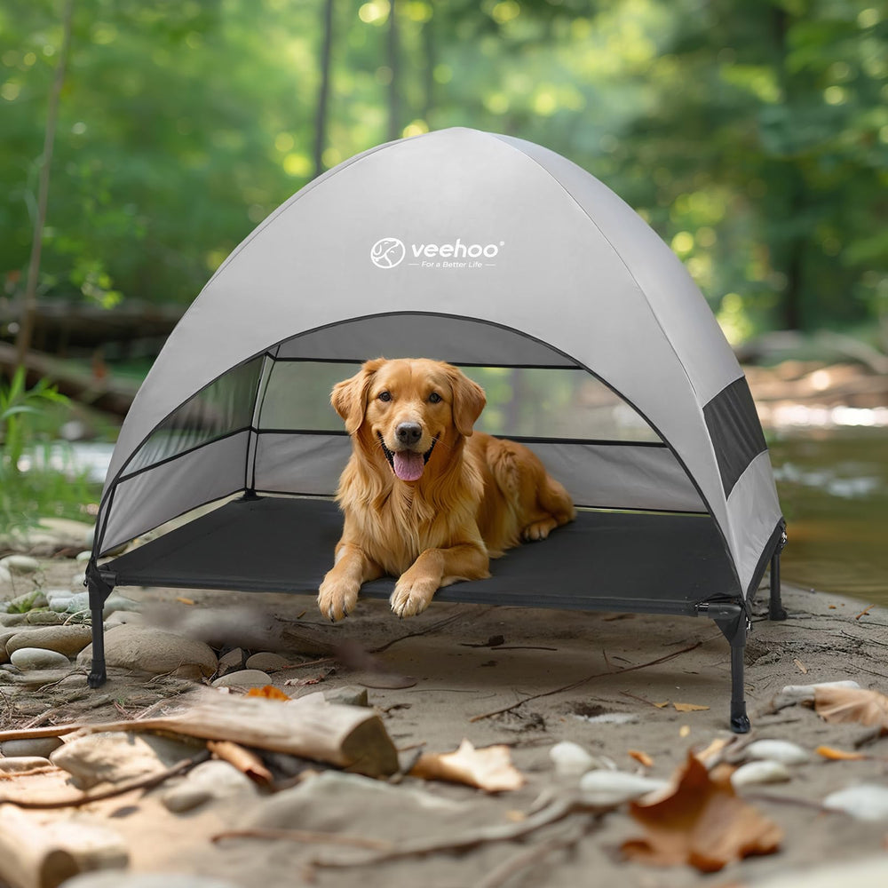 Veehoo Removable Canopy Windproof Fabric shields pets from sun and drizzle