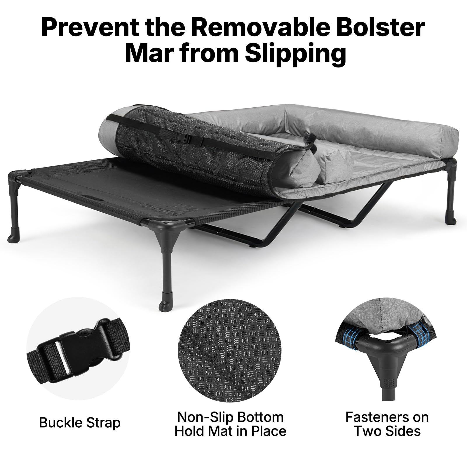 Veehoo steel frame with non-slip feet for stability.