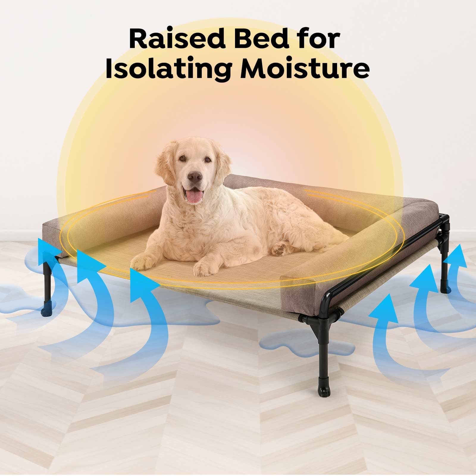 Veehoo three-sided bolster close-up highlighting secure lounging