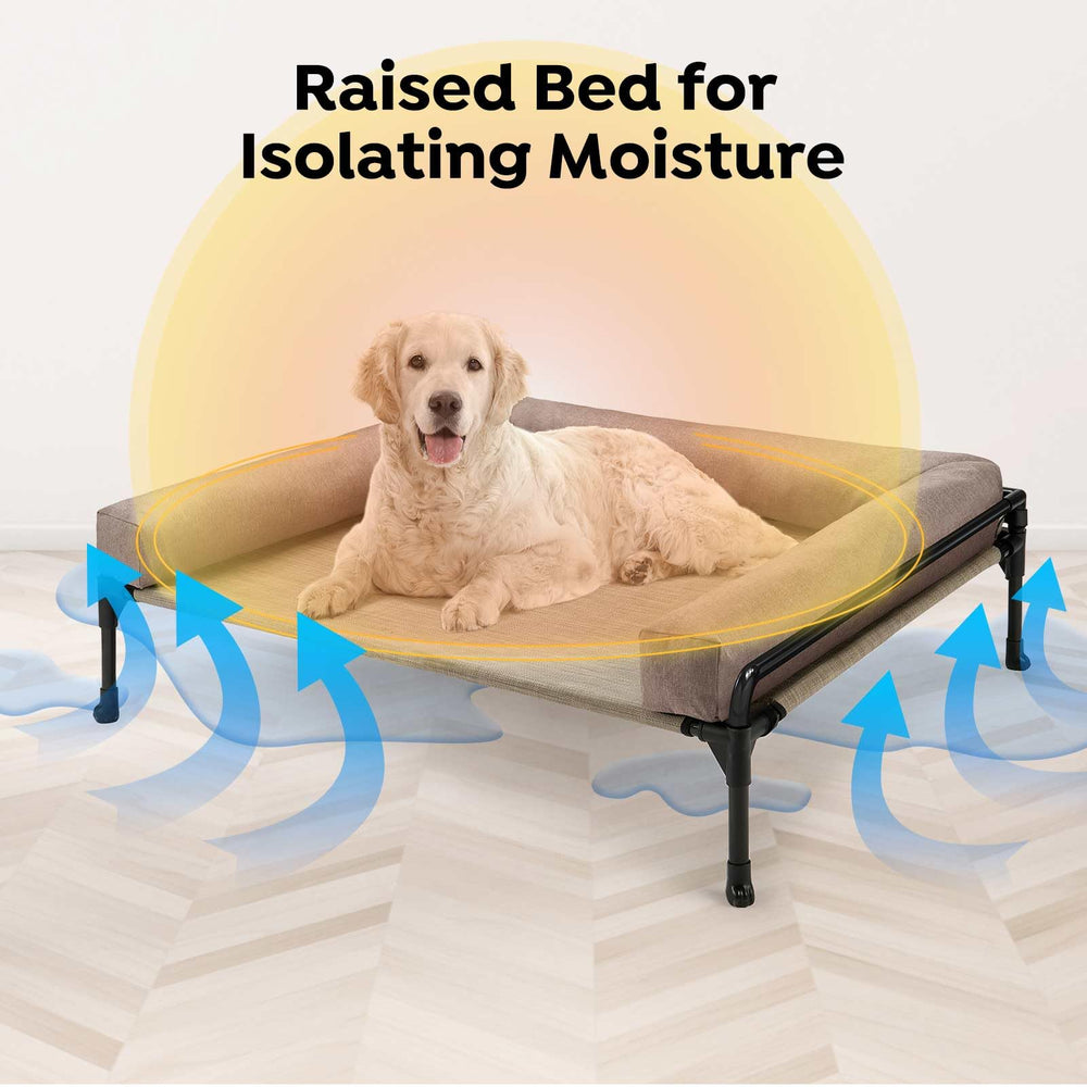 Veehoo three-sided bolster close-up highlighting secure lounging
