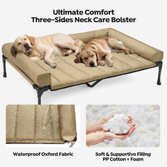 Veehoo three-sided pillow-top mat provides neck support and prevents puppies from rolling off.