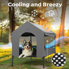 Veehoo 41-inch dog house three-sided-mesh-windows promotes fresh air circulation.