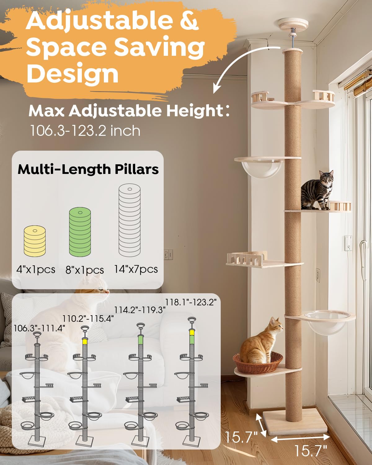 Veehoo 6-level cat tree play with multiple routes for multiple cats
