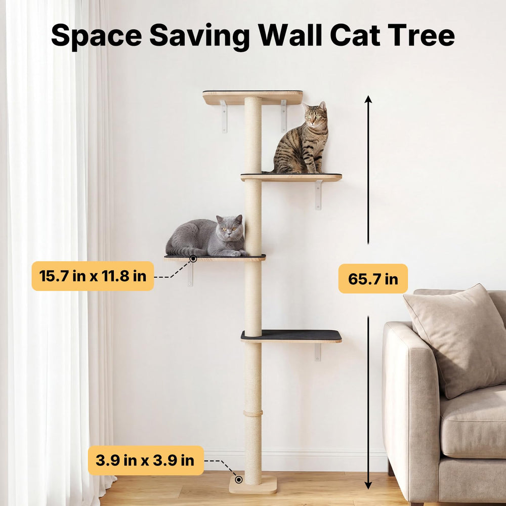66-inch tall Veehoo cat climber showing assembly setup