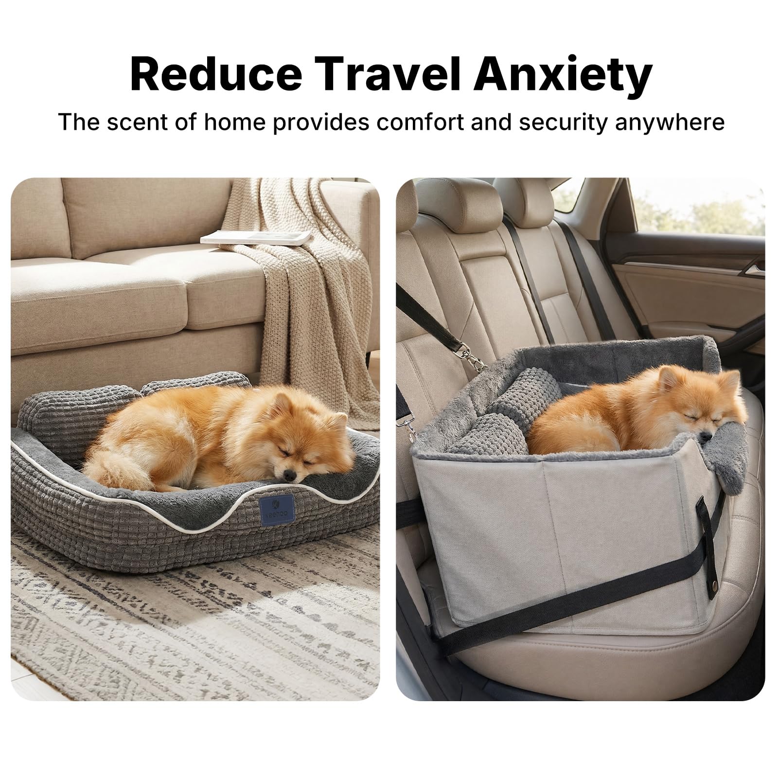 Veehoo backseat fit designed for dogs up to 50 lbs for spacious travel.
