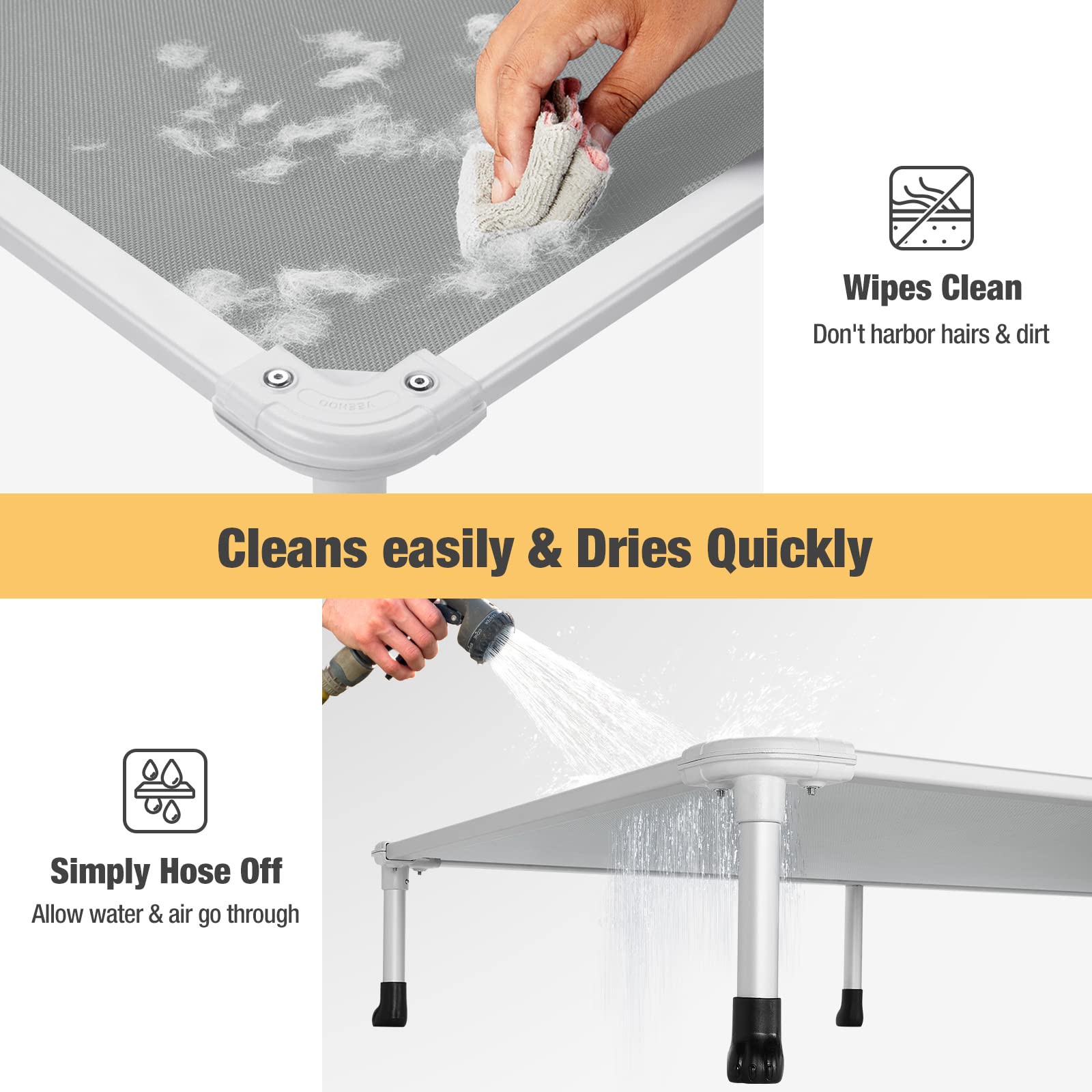 Veehoo supports up to 150 pounds for a reliable resting spot.