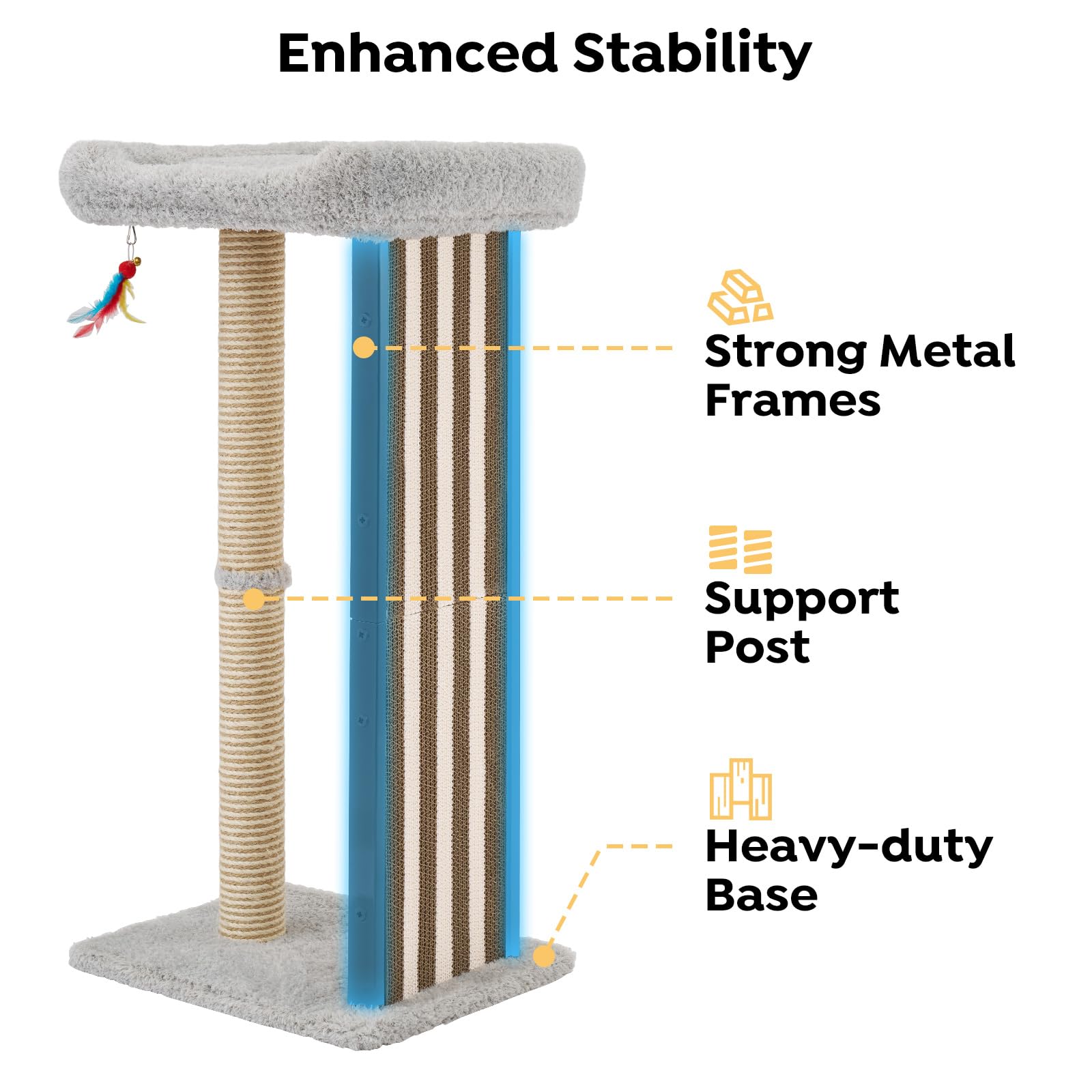 Veehoo plush top perch on a tall cat scratching post