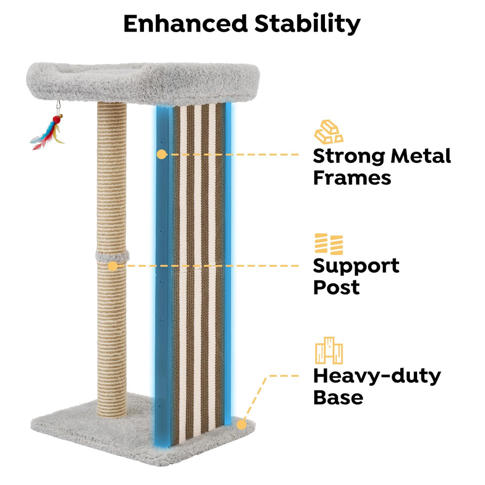 Veehoo plush top perch on a tall cat scratching post