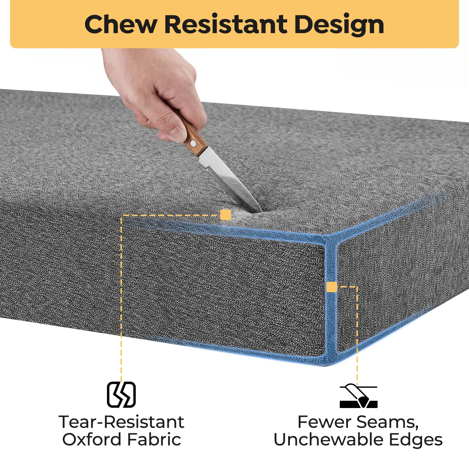 Veehoo indestructible bed fits a 36-inch crate for secure rest.