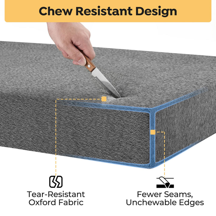 Veehoo indestructible bed fits a 36-inch crate for secure rest.
