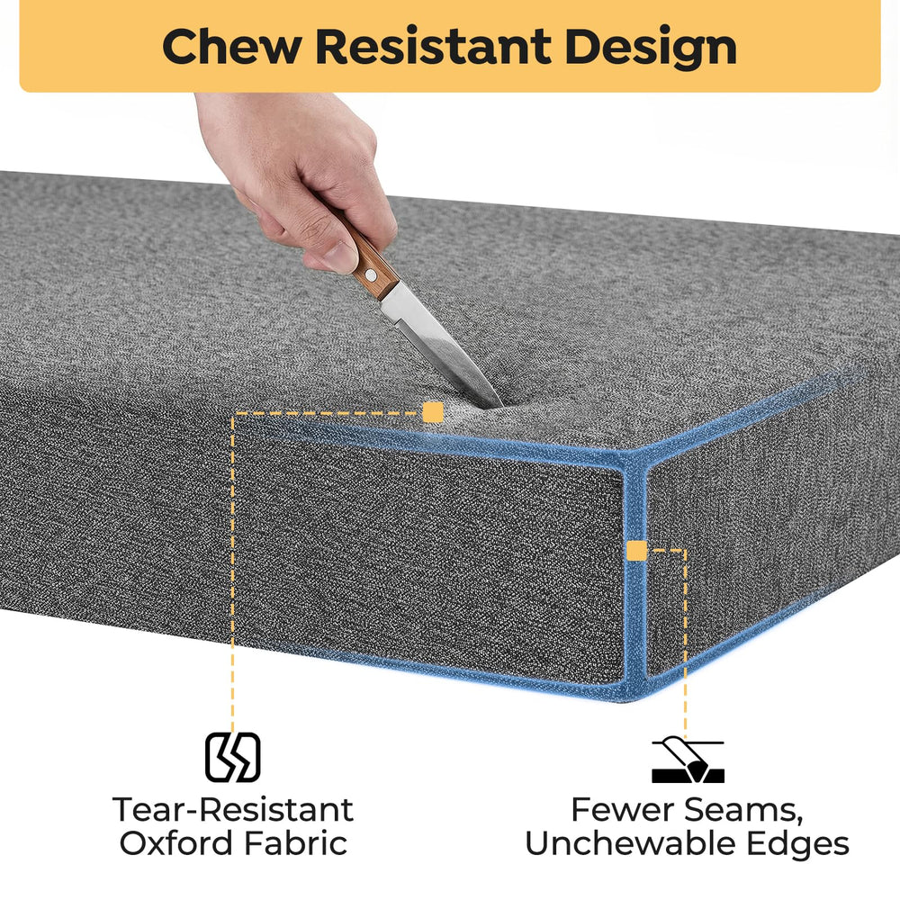 Veehoo indestructible bed fits a 36-inch crate for secure rest.