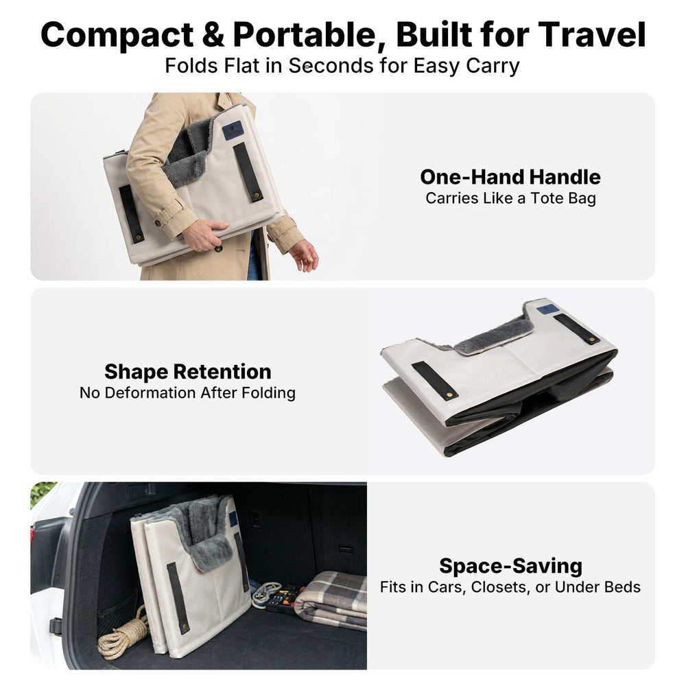 Veehoo compact portable design fits in trunks or closets.
