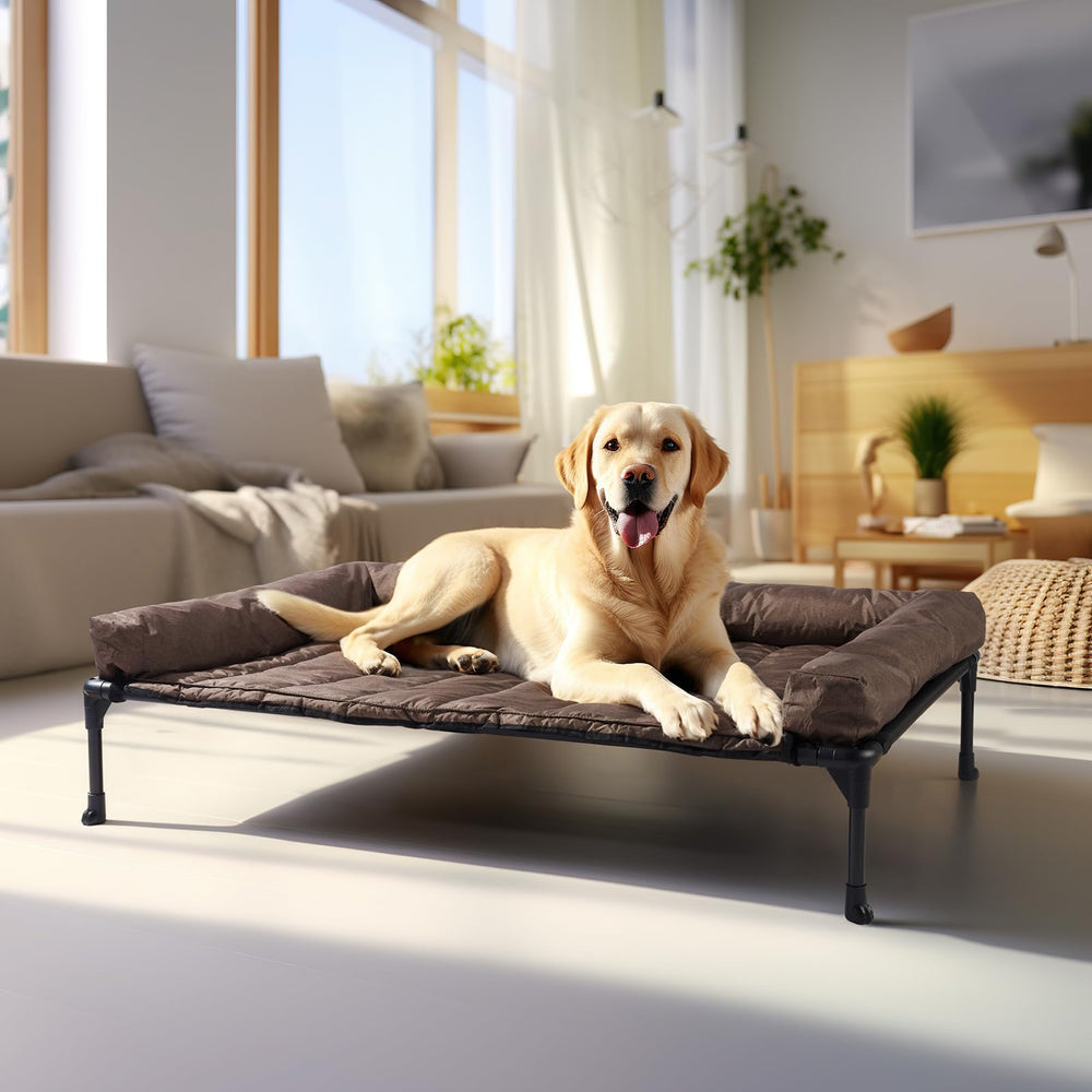 Veehoo cooling elevated dog bed frame provides sturdy support for large breeds.