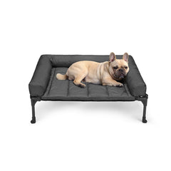 Veehoo cooling elevated dog bed frame provides stable support for medium dogs.