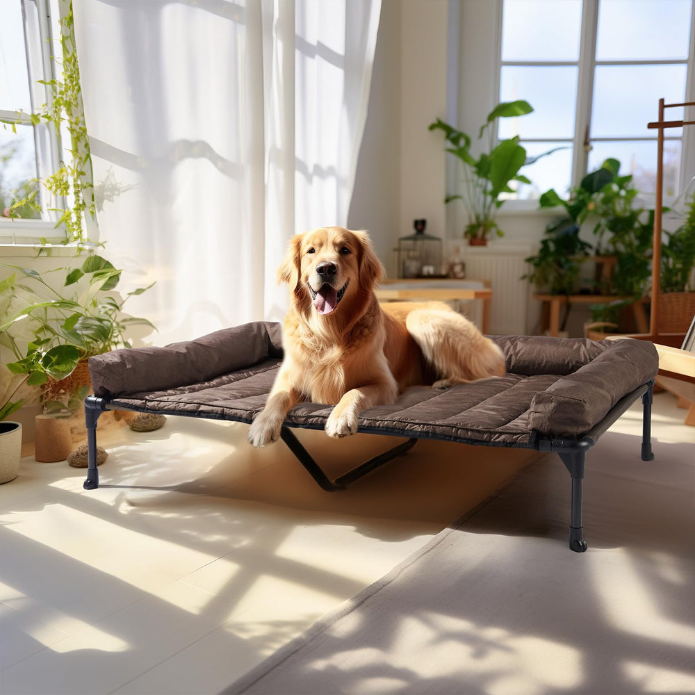 Veehoo cooling elevated dog bed frame provides sturdy support for large breeds.