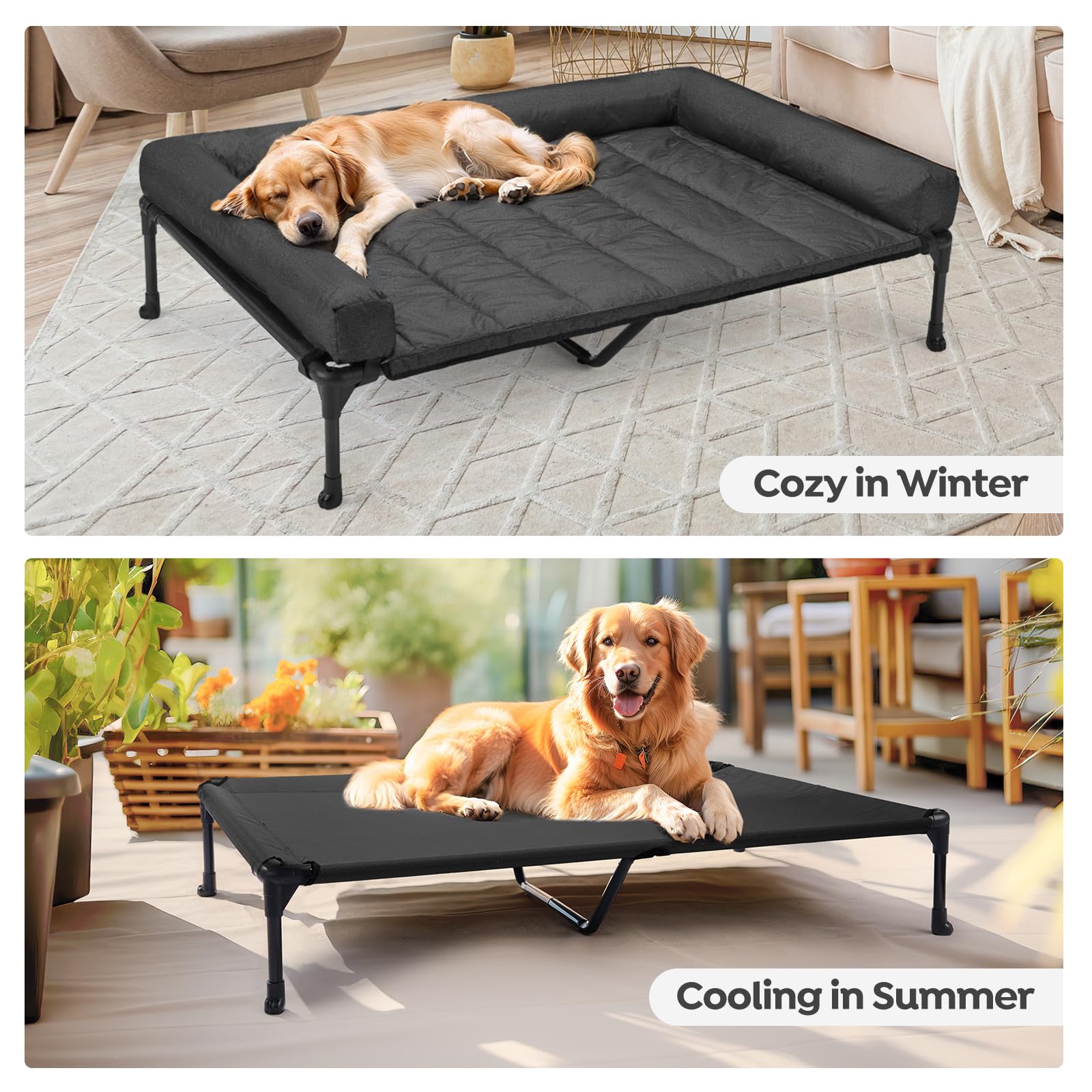 Veehoo bolster bed with non-slip feet for stable placement