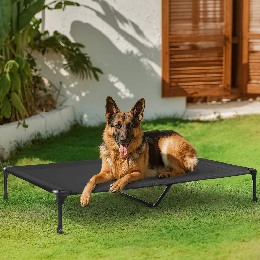 Veehoo elevated bed with breathable mesh for airflow during playtime