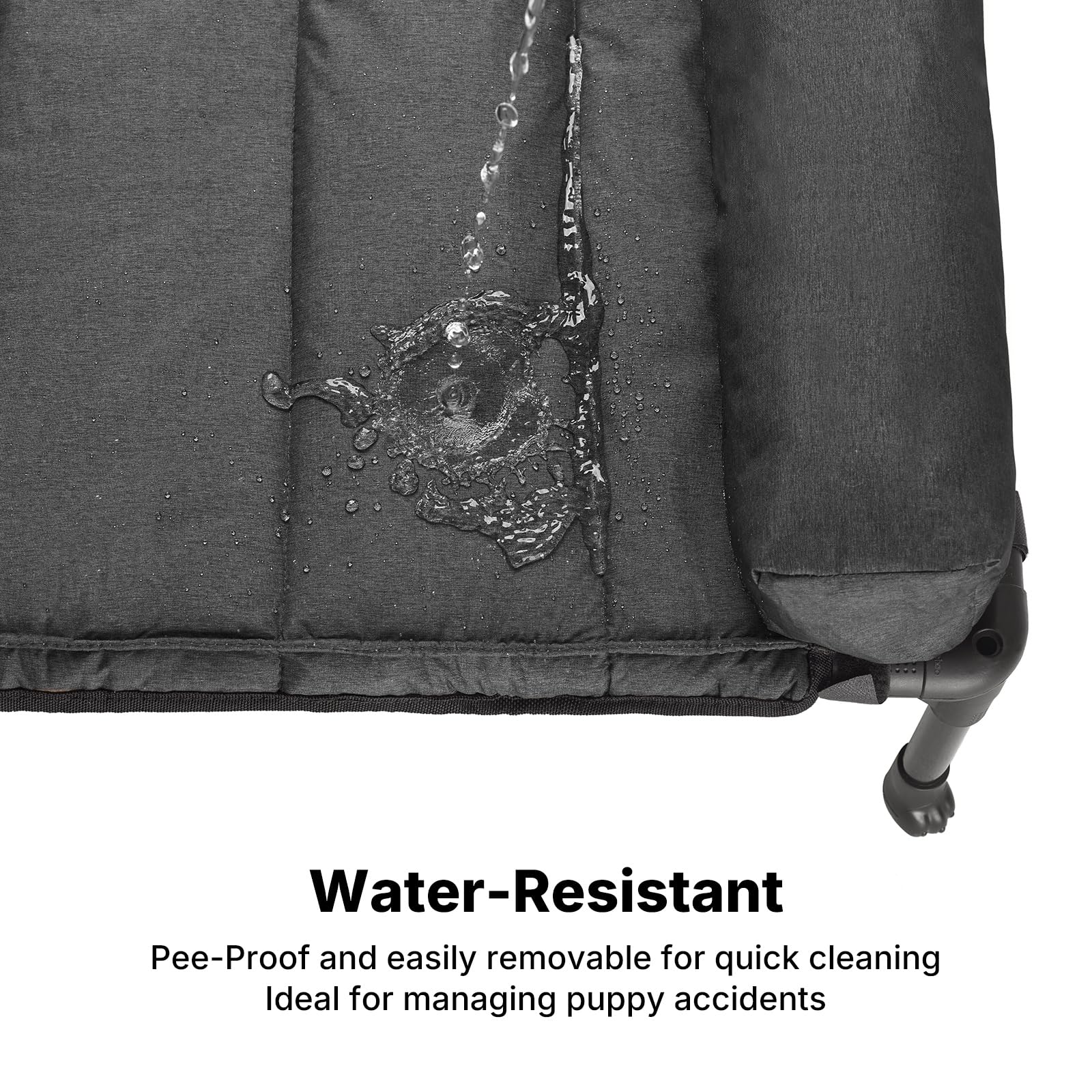 Veehoo cooling-mode mat removed reveals breathable cot for warm days