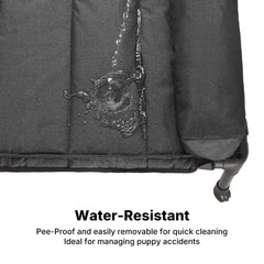 Veehoo cooling-mode mat removed reveals breathable cot for warm days