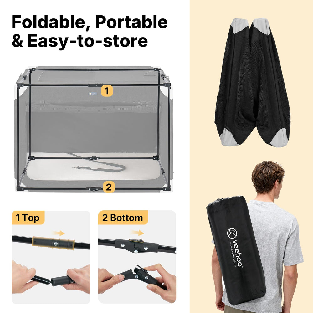 Veehoo crate durable Oxford fabric for long-lasting use.