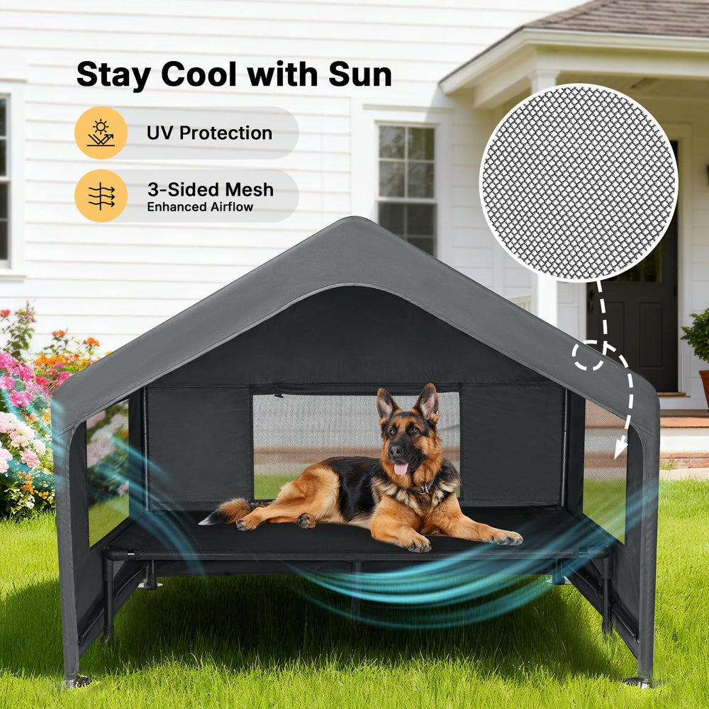 Veehoo XL dog house interior spacious enough for multiple pets or a large dog.