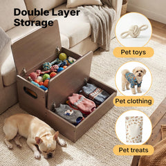 Veehoo dog stairs with non-slip rug for secure traction.