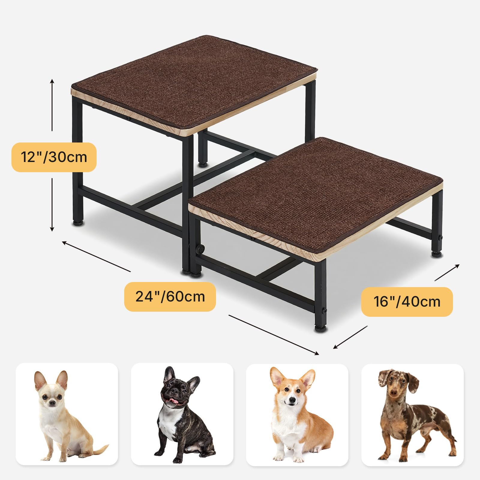Veehoo dog steps have plastic feet to protect floors from scratches