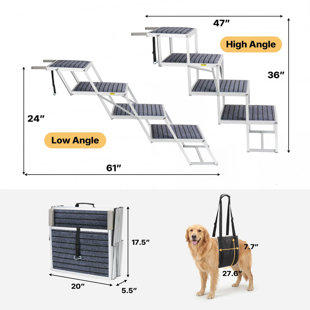 Veehoo dog steps aiding seniors and injured dogs to reach cars safely.